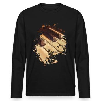 Piano - Männer Premium Bio Langarmshirt - Schwarz - Vorne - Nico (187cm)