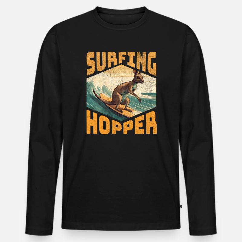 Surfing Hopper - Männer Premium Bio Langarmshirt - Schwarz