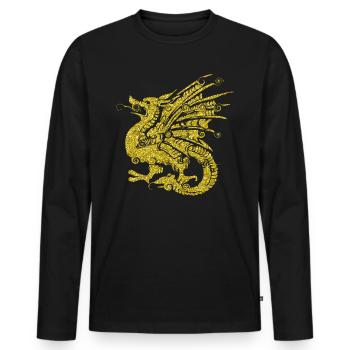 Golden Dragon Drache Märchen Fantasie Geschenk - Männer Premium Bio Langarmshirt - Schwarz - Vorne - Nico (187cm)