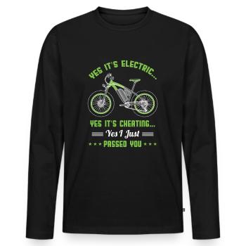 Vélo électrique tricherie vélo électrique - T-shirt manches longues Premium bio Homme - noir - Devant - Nico (187cm)