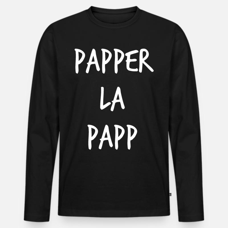 Spruch - Papperlapapp - Männer Premium Bio Langarmshirt - Schwarz