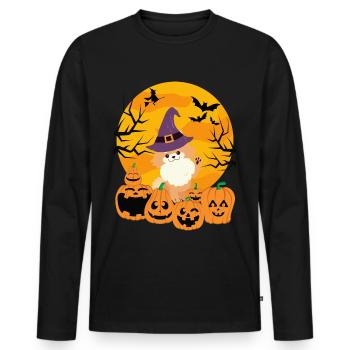 Zwergspitz Halloween Costume Chien - T-shirt manches longues Premium bio Homme - noir - Devant - Nico (187cm)