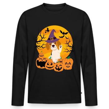 Cute Beagle Halloween Costume Dog - Men's Premium Organic Long Sleeve Shirt - black - Front - Nico (187cm)