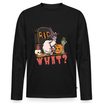 Mignon et effrayant chat d’Halloween Sphynx - T-shirt manches longues Premium bio Homme - noir - Devant - Nico (187cm)