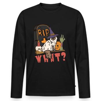 Süße und gruselige Birma Halloween Katze - Männer Premium Bio Langarmshirt - Schwarz - Vorne - Nico (187cm)