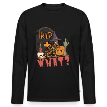 Chat mignon et effrayant Halloween Bengal - T-shirt manches longues Premium bio Homme - noir - Devant - Nico (187cm)