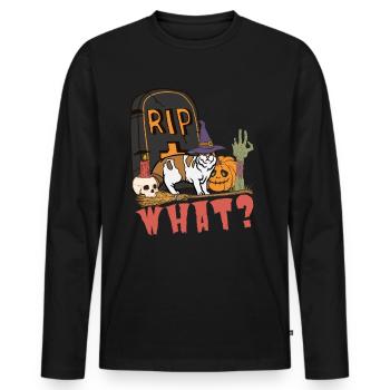 Mignon et effrayant American Curl chat d’Halloween - T-shirt manches longues Premium bio Homme - noir - Devant - Nico (187cm)