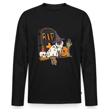 Chat d’Halloween birman mignon et effrayant - T-shirt manches longues Premium bio Homme - noir - Devant - Nico (187cm)