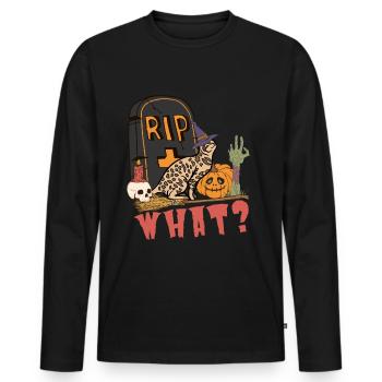 Mignon et effrayant Ocicat Chat d’Halloween - T-shirt manches longues Premium bio Homme - noir - Devant - Nico (187cm)