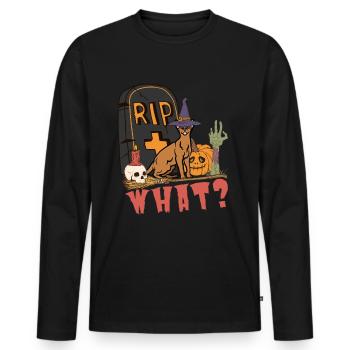 Mignon et effrayant chat abyssin Halloween - T-shirt manches longues Premium bio Homme - noir - Devant - Nico (187cm)