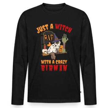 Chat d’Halloween birman mignon et effrayant - T-shirt manches longues Premium bio Homme - noir - Devant - Nico (187cm)