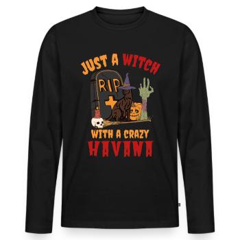 Süße und gruselige Havana Halloween Katze - Männer Premium Bio Langarmshirt - Schwarz - Vorne - Nico (187cm)