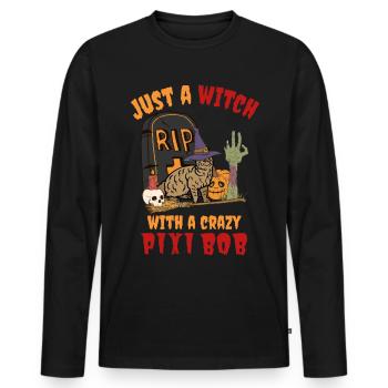 Mignon et effrayant Pixiebob Chat Halloween - T-shirt manches longues Premium bio Homme - noir - Devant - Nico (187cm)
