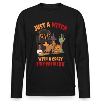 Süße und gruselige Abessinierkatze Halloween - Männer Premium Bio Langarmshirt - Schwarz - Vorne - Nico (187cm)