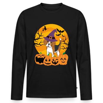 Cute Beagle Halloween Costume Dog - Men's Premium Organic Long Sleeve Shirt - black - Front - Nico (187cm)