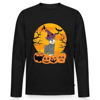 Mignon Schnauzer Halloween Costume Chien - T-shirt manches longues Premium bio Homme - noir - Devant - Nico (187cm)