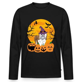 Chien d’Halloween Shih Tzu mignon et effrayant - T-shirt manches longues Premium bio Homme - noir - Devant - Nico (187cm)