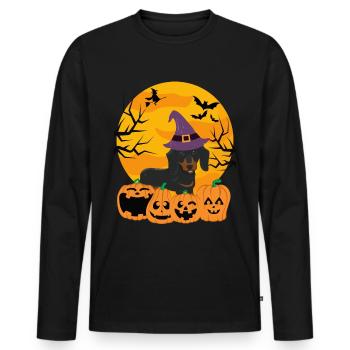 Cute Dachshund Halloween Costume Dog - Men's Premium Organic Long Sleeve Shirt - black - Front - Nico (187cm)