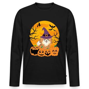 Mignon Nain Spitz Halloween Costume Chien - T-shirt manches longues Premium bio Homme - noir - Devant - Nico (187cm)