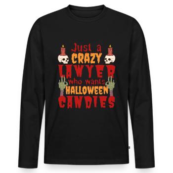 Creepy funny Halloween saying lawyer - Men's Premium Organic Long Sleeve Shirt - black - Front - Nico (187cm)