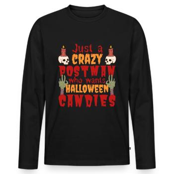 Gruselig lustig Halloween Spruch Postbote - Männer Premium Bio Langarmshirt - Schwarz - Vorne - Nico (187cm)