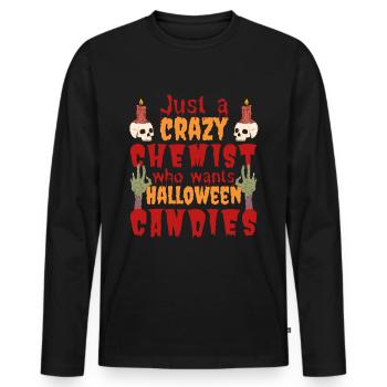 Creepy funny Halloween saying chemist - Men's Premium Organic Long Sleeve Shirt - black - Front - Nico (187cm)