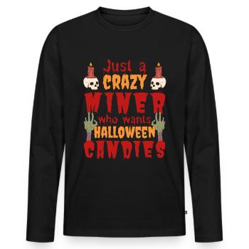 Effrayant drôle Halloween disant mineurs - T-shirt manches longues Premium bio Homme - noir - Devant - Nico (187cm)