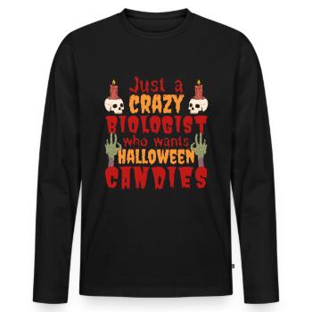 Creepy drôle Halloween disant biologiste - T-shirt manches longues Premium bio Homme - noir - Devant - Nico (187cm)