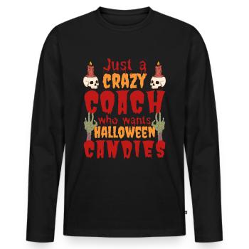 Creepy funny Halloween saying trainer - Men's Premium Organic Long Sleeve Shirt - black - Front - Nico (187cm)