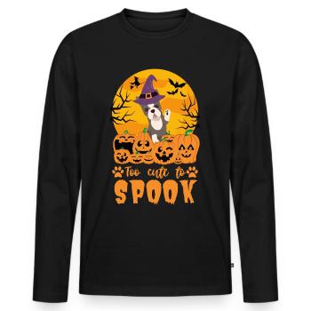 Cute Boston Terrier Halloween Costume Dog - Men's Premium Organic Long Sleeve Shirt - black - Front - Nico (187cm)