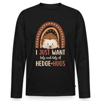 I just want Hedge Hugs Igel Umarmung Herbst - Männer Premium Bio Langarmshirt - Schwarz - Vorne - Nico (187cm)