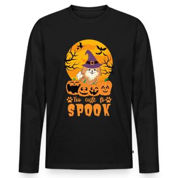 Mignon Nain Spitz Halloween Costume Chien - T-shirt manches longues Premium bio Homme - noir - Devant - Nico (187cm)