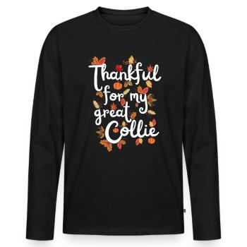 Merci pour mes feuilles d’automne Collie Dog - T-shirt manches longues Premium bio Homme - noir - Devant - Nico (187cm)
