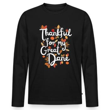 Reconnaissant pour mes feuilles d’automne Great Dane Great Dane - T-shirt manches longues Premium bio Homme - noir - Devant - Nico (187cm)