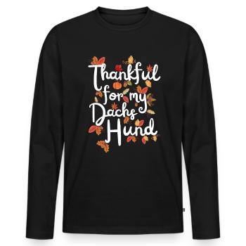 Reconnaissant pour mes feuilles d’automne de teckel teckel - T-shirt manches longues Premium bio Homme - noir - Devant - Nico (187cm)