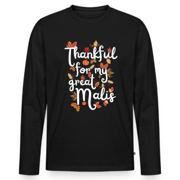 Thankful for my Malinois Hund Herbst Blätter - Männer Premium Bio Langarmshirt - Schwarz - Vorne - Nico (187cm)