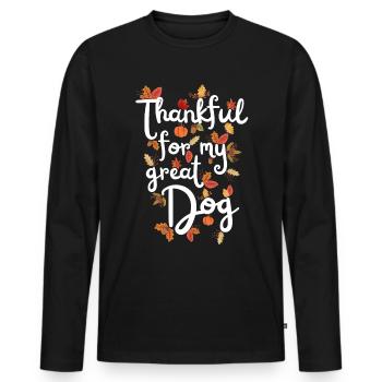 Reconnaissant pour mes grandes feuilles d’automne de chien de chien - T-shirt manches longues Premium bio Homme - noir - Devant - Nico (187cm)