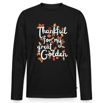 Thankful for my Golden Retriever Autumn Leaves - Men's Premium Organic Long Sleeve Shirt - black - Front - Nico (187cm)