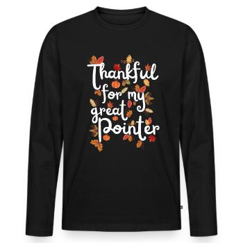 Thankful for my Pointer Dog Autumn Leaves - Men's Premium Organic Long Sleeve Shirt - black - Front - Nico (187cm)