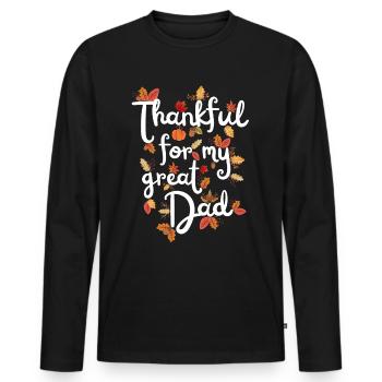 Merci pour mon père Autumn Papa Gratitude - T-shirt manches longues Premium bio Homme - noir - Devant - Nico (187cm)