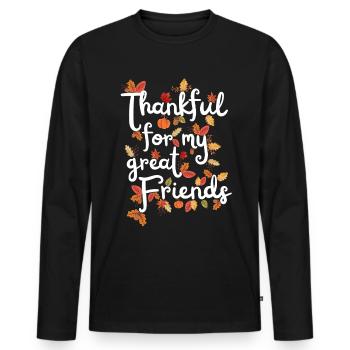 Merci pour mes amis Autumn Friendship Merci - T-shirt manches longues Premium bio Homme - noir - Devant - Nico (187cm)
