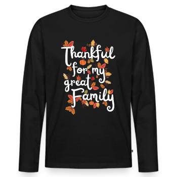 Merci pour ma famille Autumn Family Merci - T-shirt manches longues Premium bio Homme - noir - Devant - Nico (187cm)