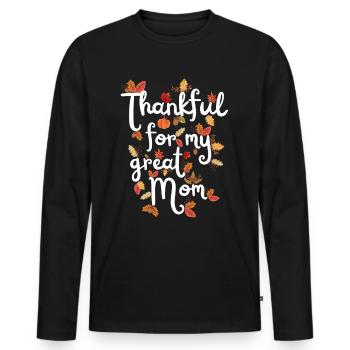 Reconnaissant pour ma mère Autumn Mama Gratitude - T-shirt manches longues Premium bio Homme - noir - Devant - Nico (187cm)