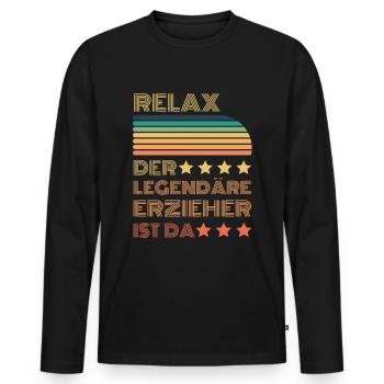 Relax der Legendäre Erzieher ist da Retro - Männer Premium Bio Langarmshirt - Schwarz - Vorne - Nico (187cm)