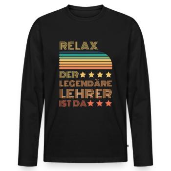 Relax der Legendäre Lehrer ist hier Retro - Männer Premium Bio Langarmshirt - Schwarz - Vorne - Nico (187cm)