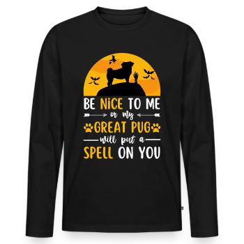 Mops Halloween Kostüm Hund - Männer Premium Bio Langarmshirt - Schwarz - Vorne - Nico (187cm)