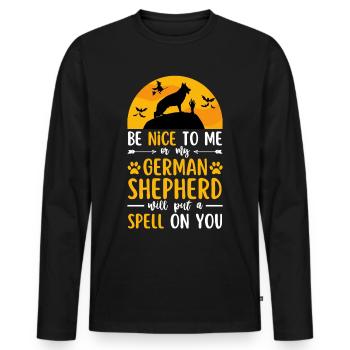 German Shepherd Halloween Costume Dog - Men's Premium Organic Long Sleeve Shirt - black - Front - Nico (187cm)