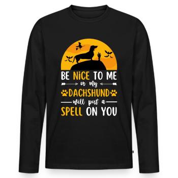 Dachshund Halloween Costume Dog - Men's Premium Organic Long Sleeve Shirt - black - Front - Nico (187cm)