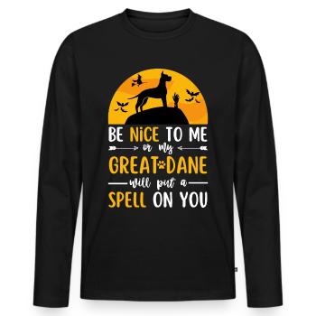Grand Danois Halloween Costume Chien - T-shirt manches longues Premium bio Homme - noir - Devant - Nico (187cm)