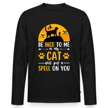 Katze Halloween Kostüm - Männer Premium Bio Langarmshirt - Schwarz - Vorne - Nico (187cm)